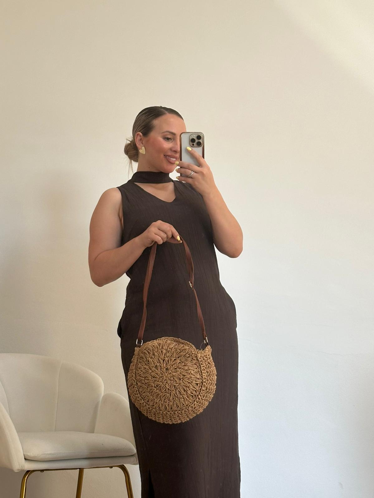 BOLSO FLOR CAMEL
