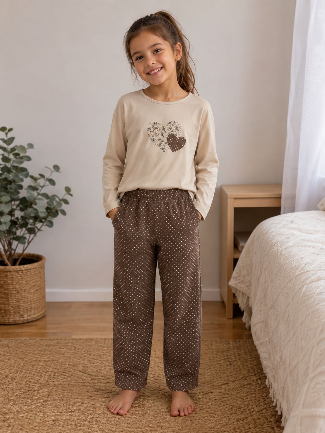 PIJAMA CORAZON MARRON