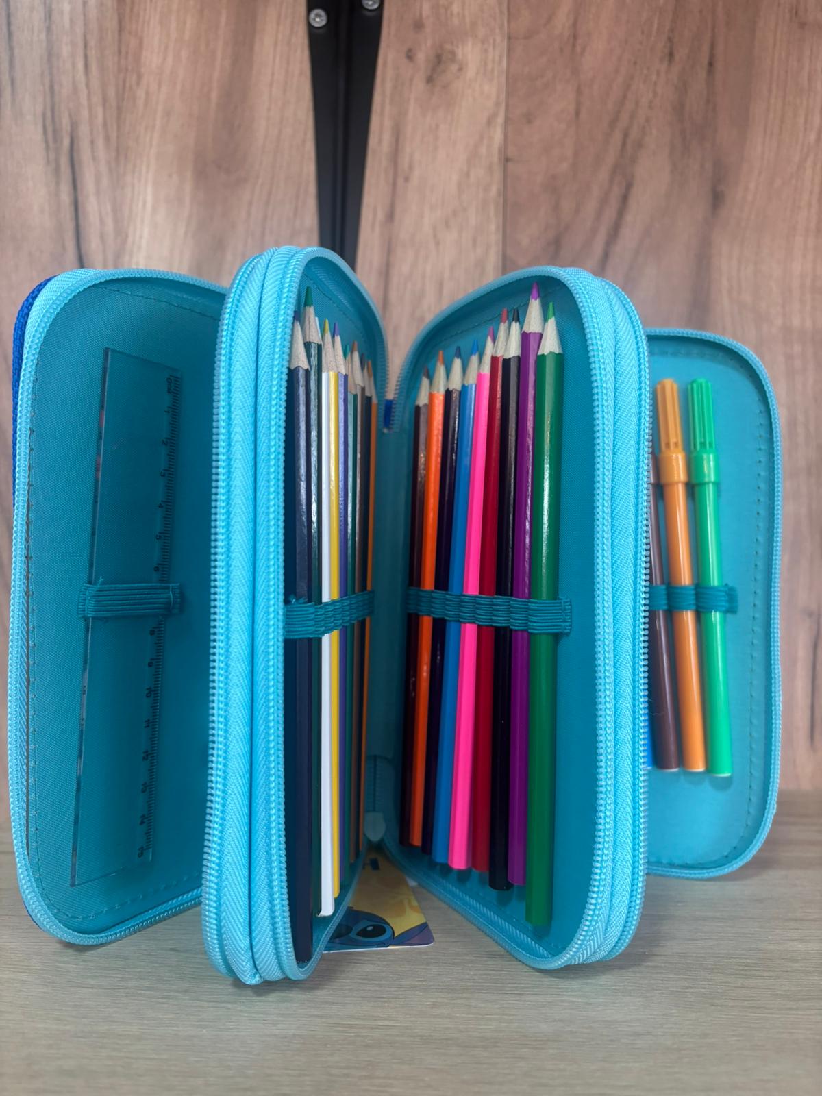 ESTUCHE COLORES STICH AZUL
