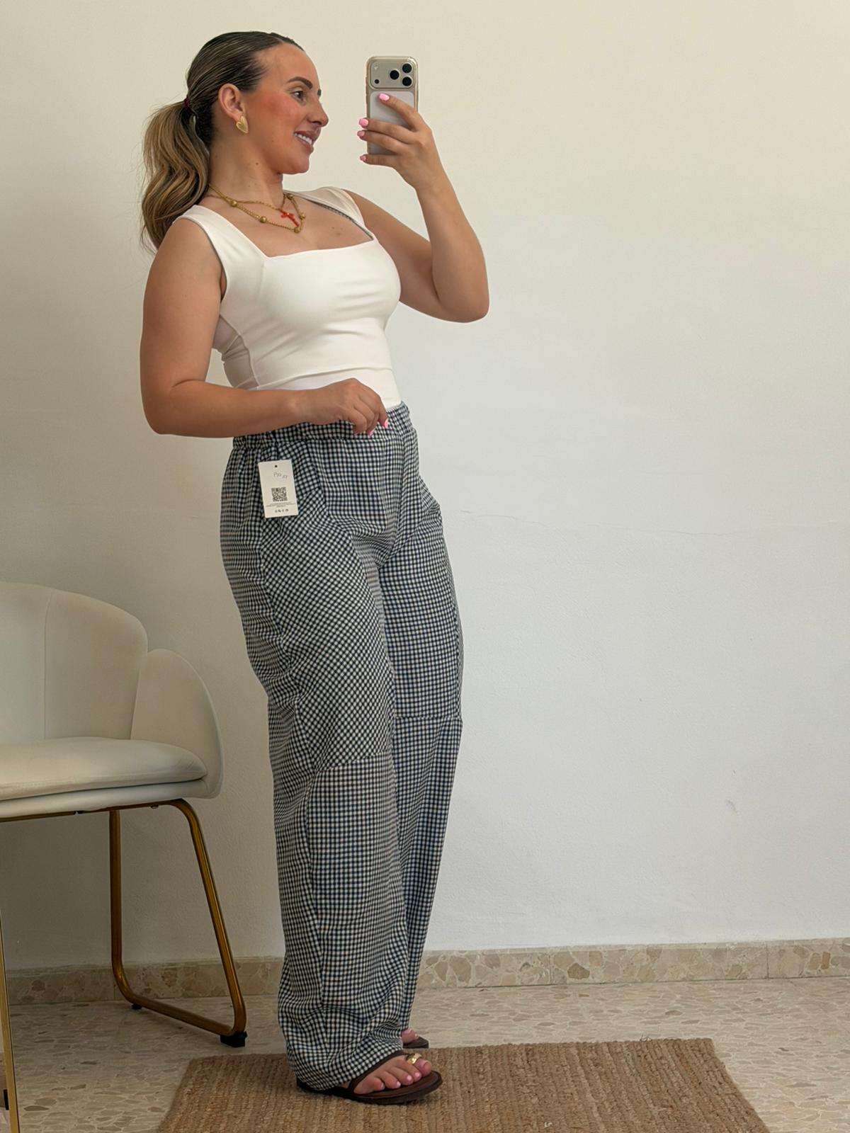 PANTALON VICHY AZUL MARINO