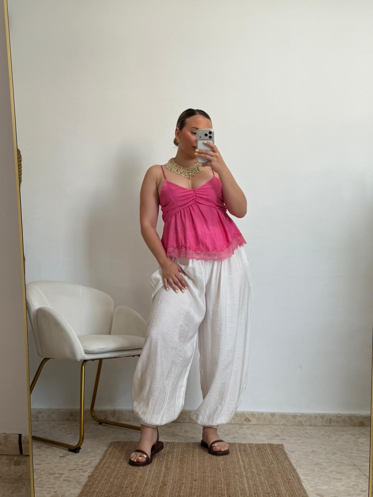 PANTALON AMERI GLOBO BLANCO
