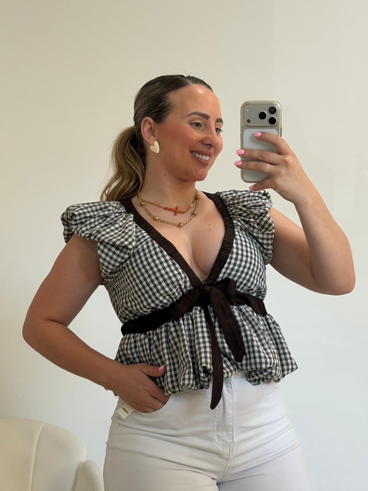 BLUSA CAYETANA MARRÓN