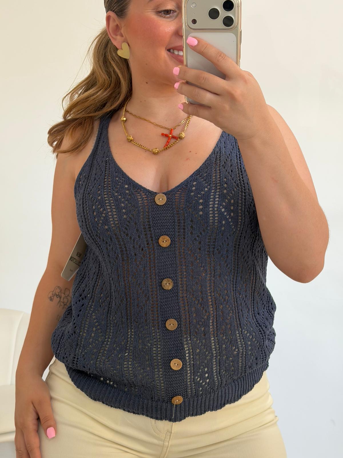 JERSEY CROCHET AZUL MARINO