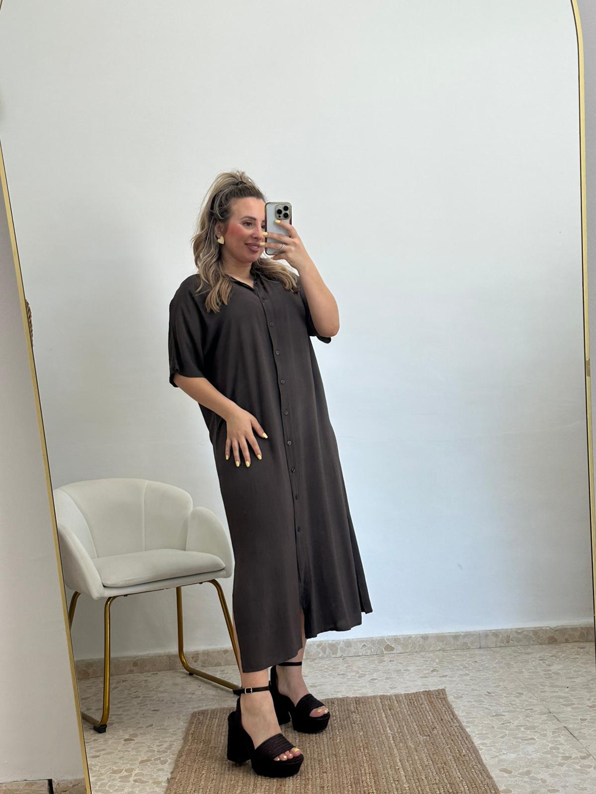 VESTIDO CAMISERO MARRON CHOCOLATE
