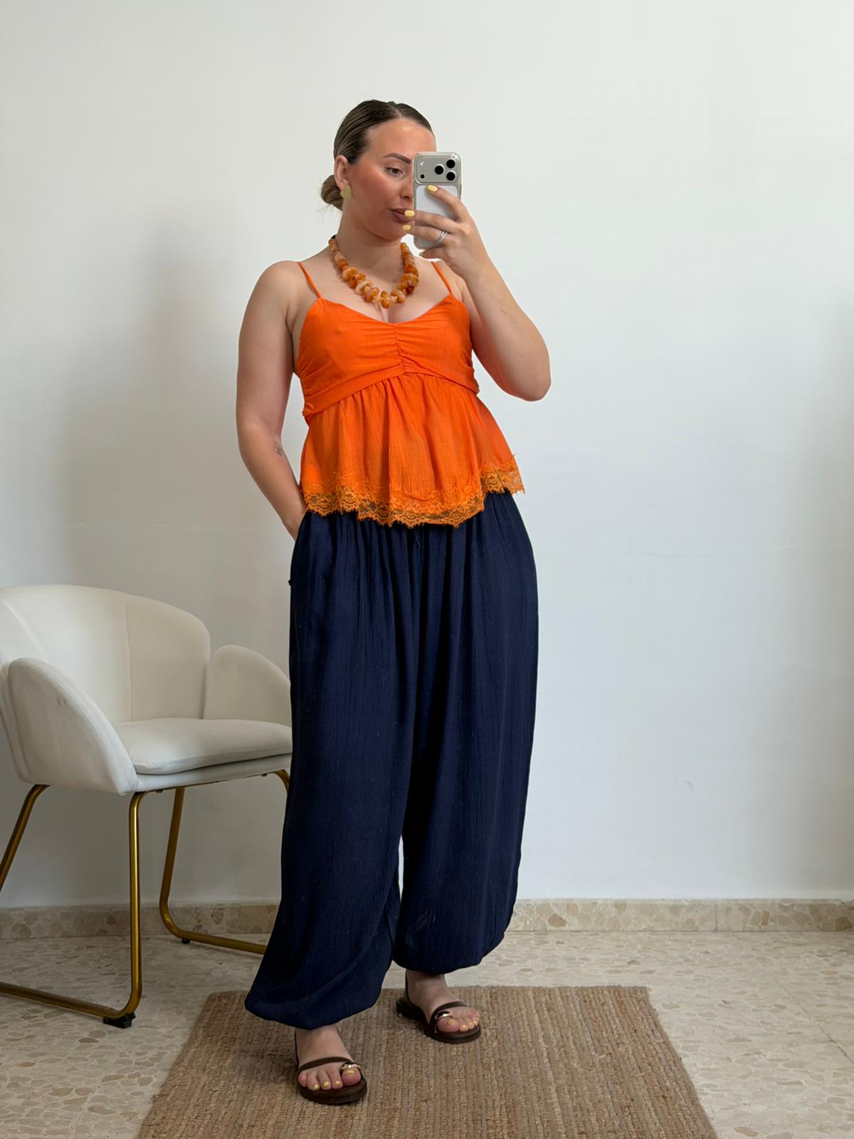 TOP ENCAJE NARANJA