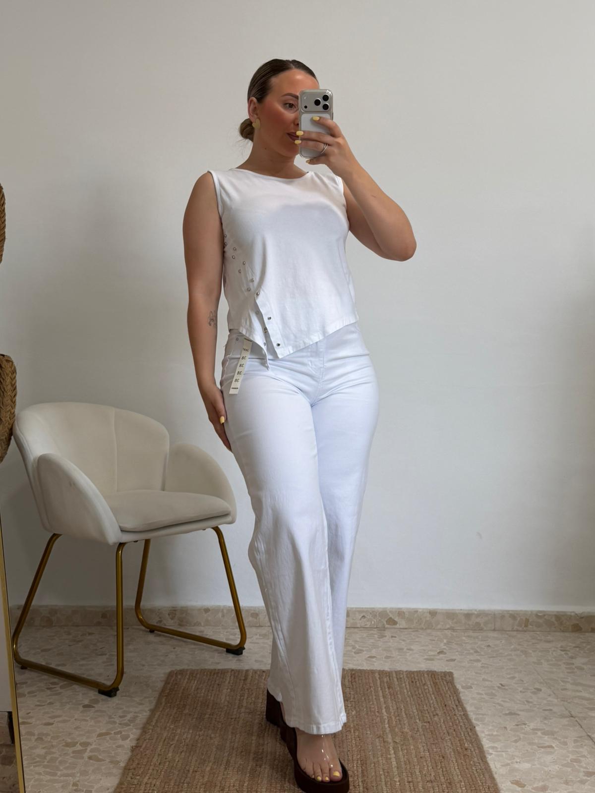 TOP ASIMETRICO BLANCO