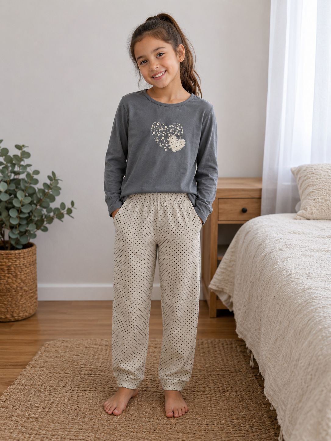 PIJAMA CORAZON GRIS
