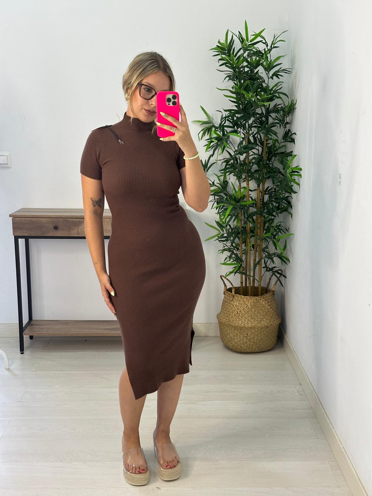 VESTIDO ALMUDENA MARRON