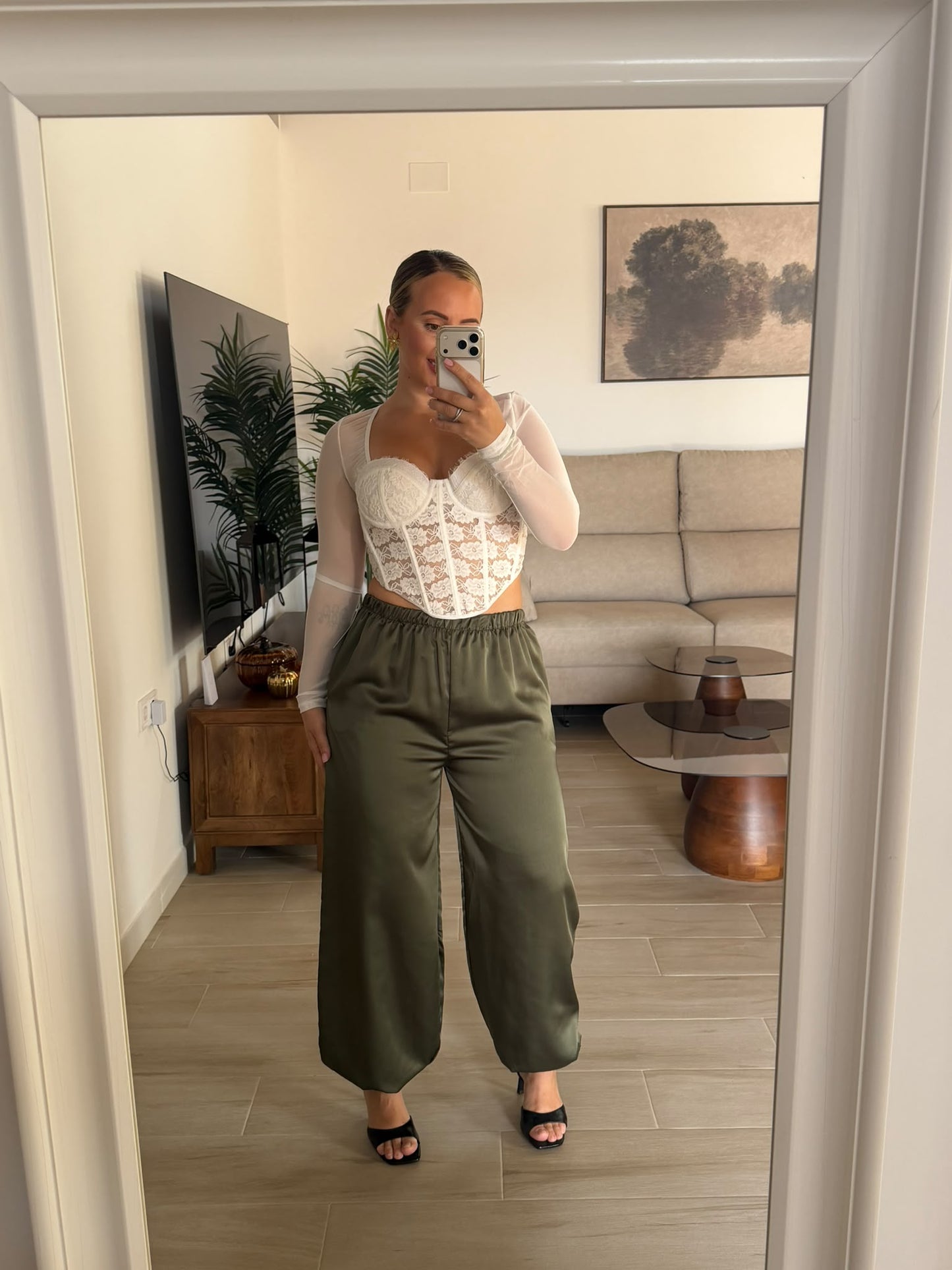 PANTALON SATEN VERDE