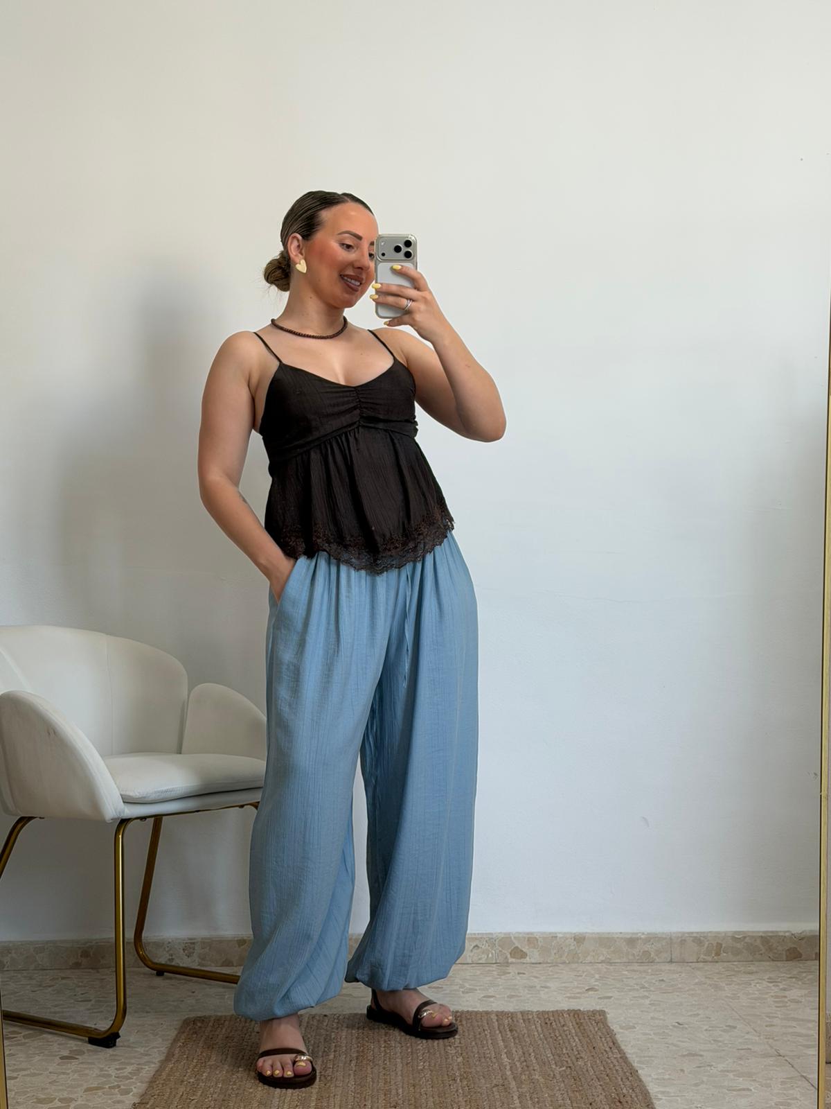 PANTALON AMERI GLOBO AZUL