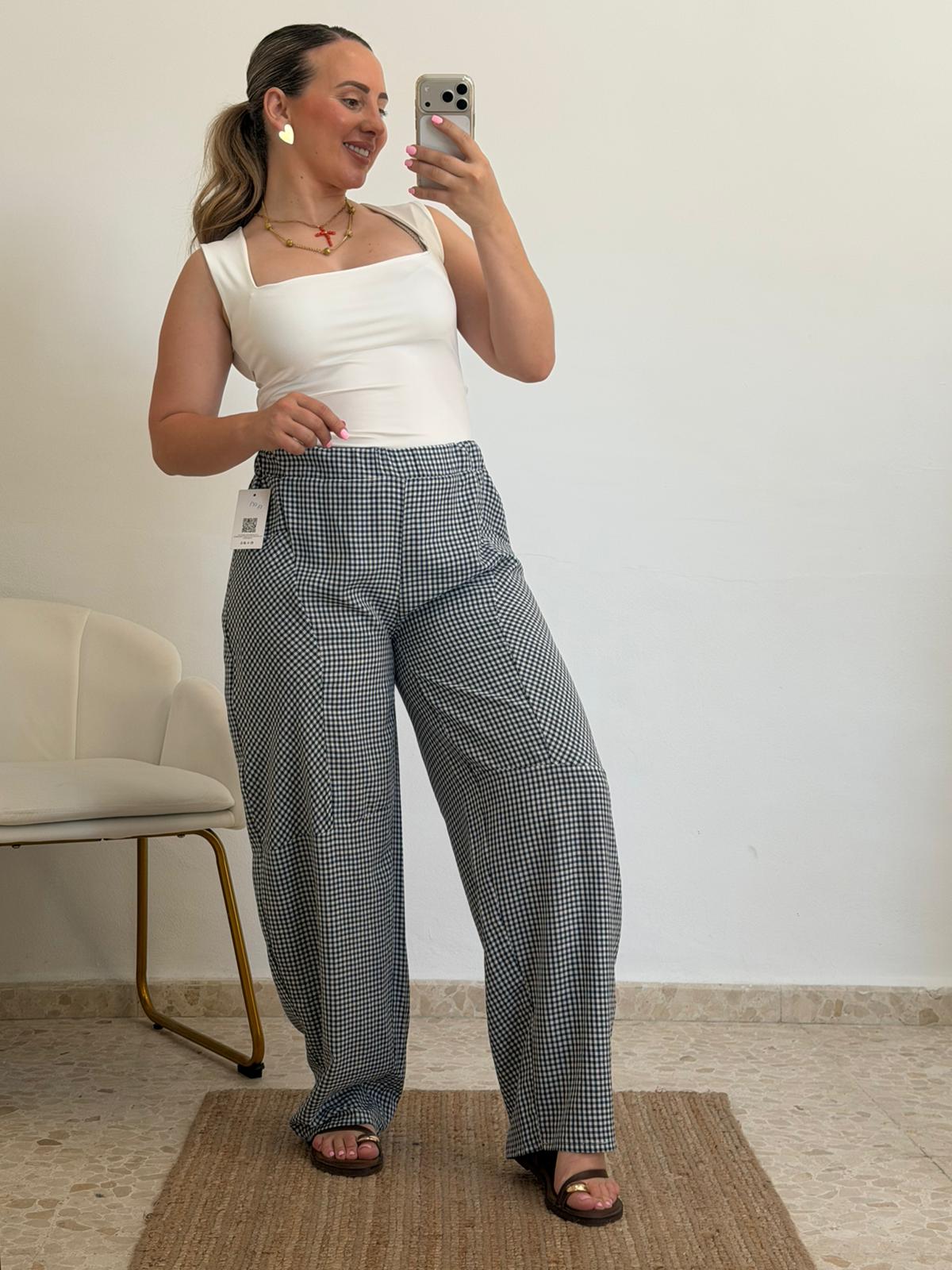 PANTALON VICHY AZUL MARINO
