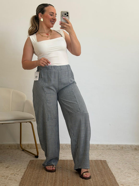 PANTALON VICHY AZUL MARINO