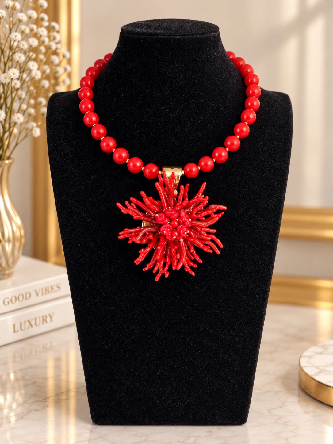 COLLAR FLOR ROJO