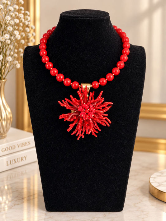 COLLAR FLOR ROJO