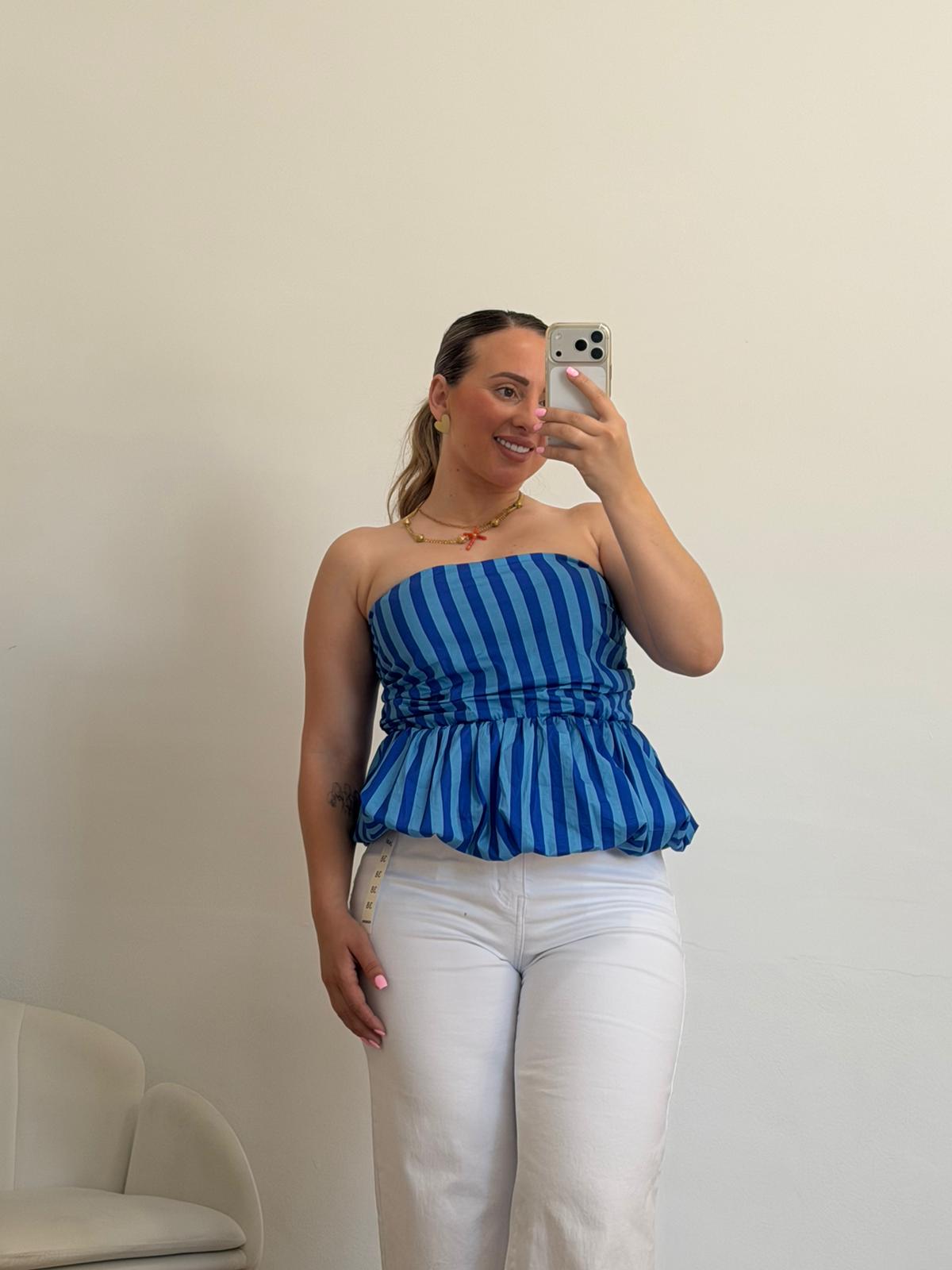 TOP RAYAS AZUL