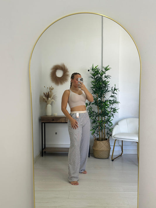 PANTALON PIJAMA RAYAS BEIGE