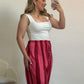 PANTALON GLOBO CORAL Y BURDEOS