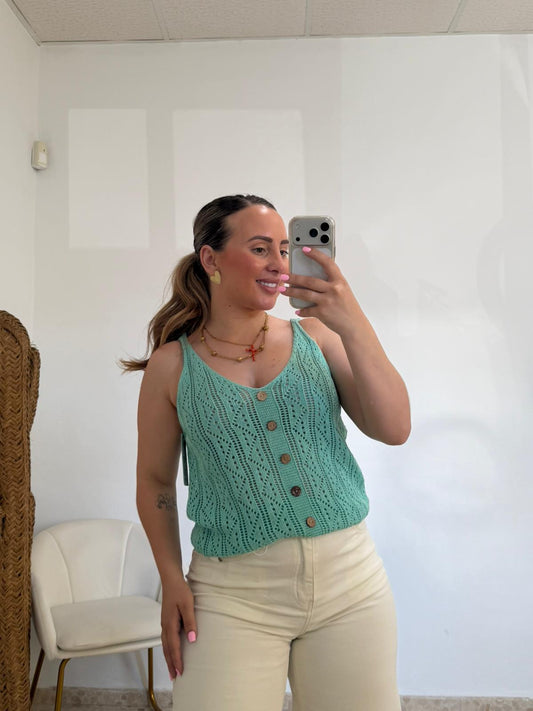 JERSEY CROCHET VERDE AGUA