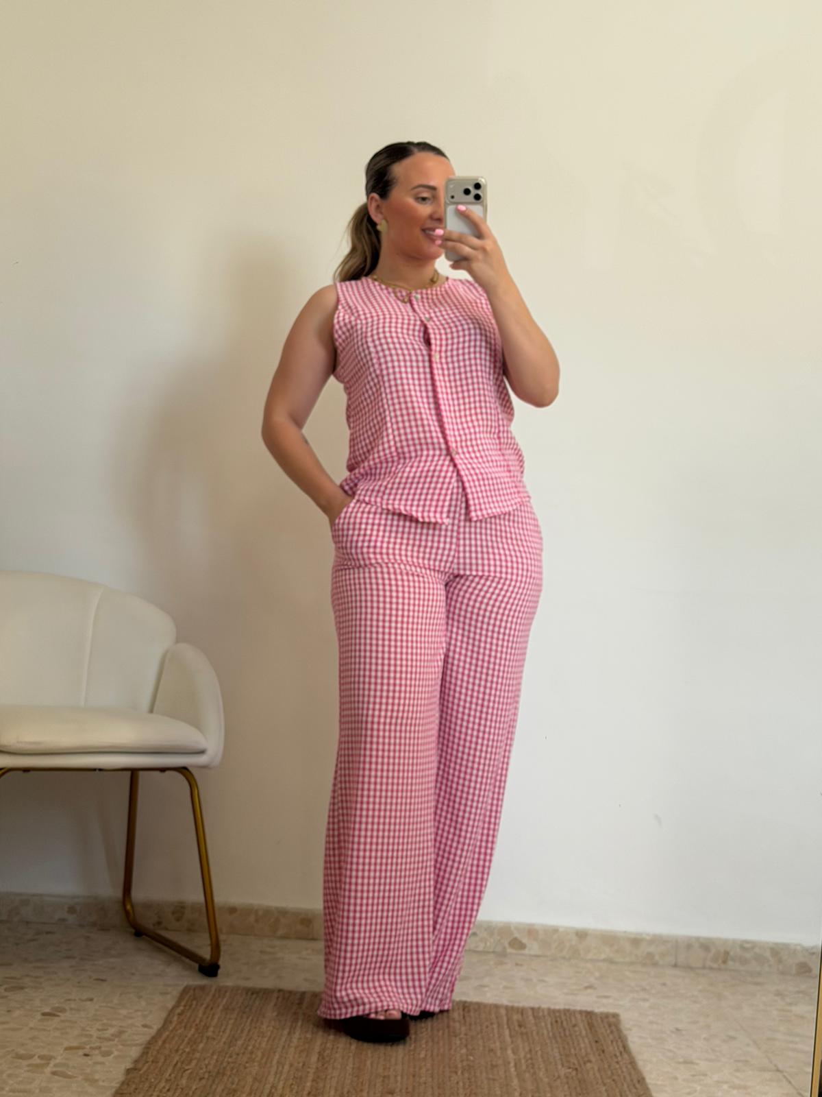 CONJUNTO VICHY ROSA FUCSIA