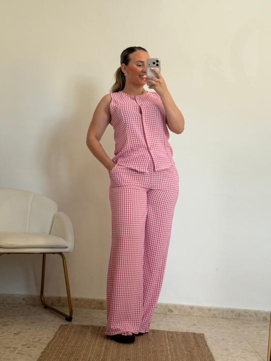 CONJUNTO VICHY ROSA FUCSIA