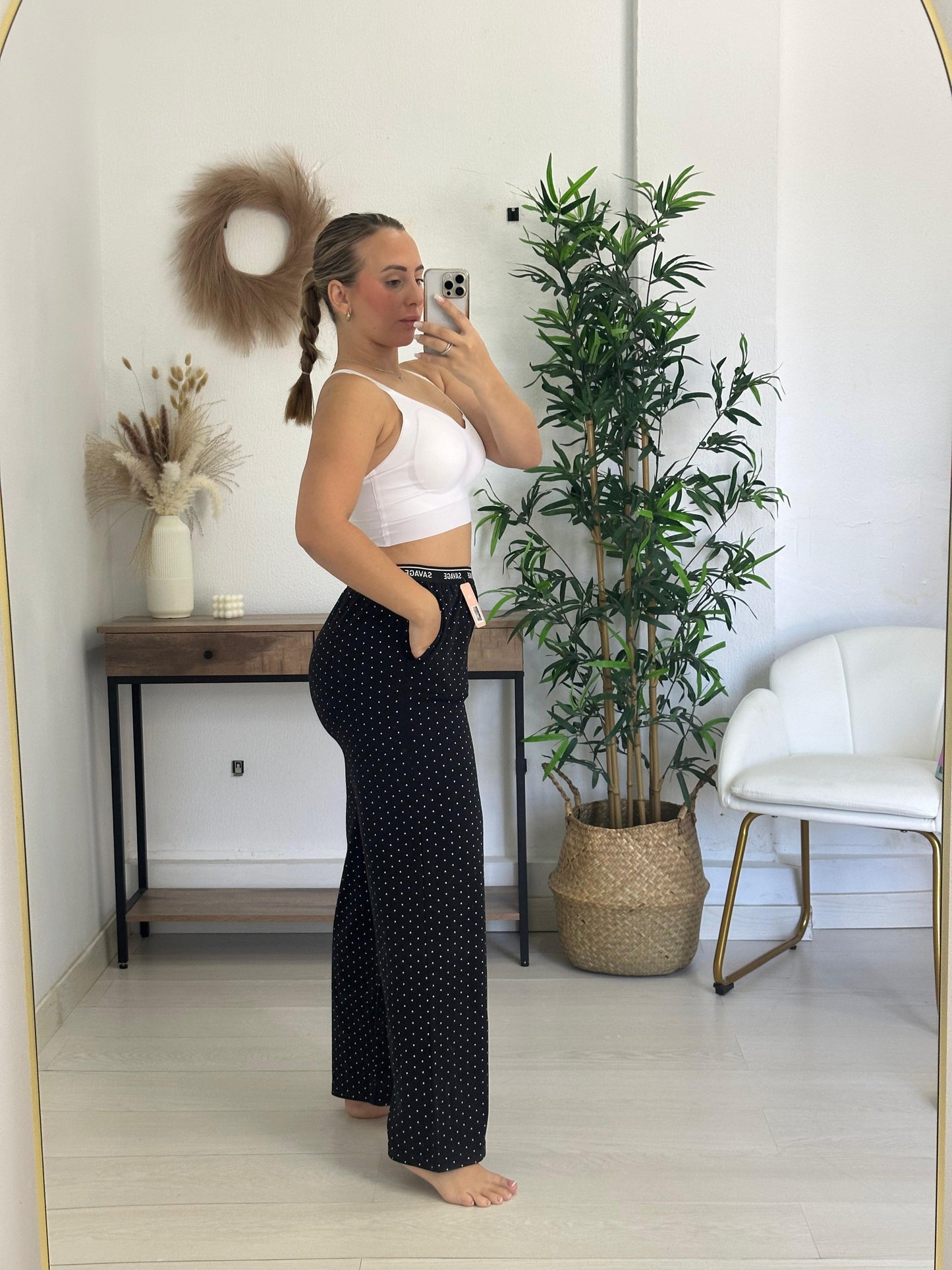 PANTALON PIJAMA LUNARES NEGRO