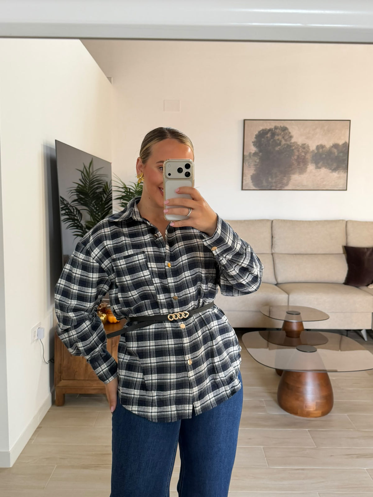 CAMISA CINTURON AZUL MARINO