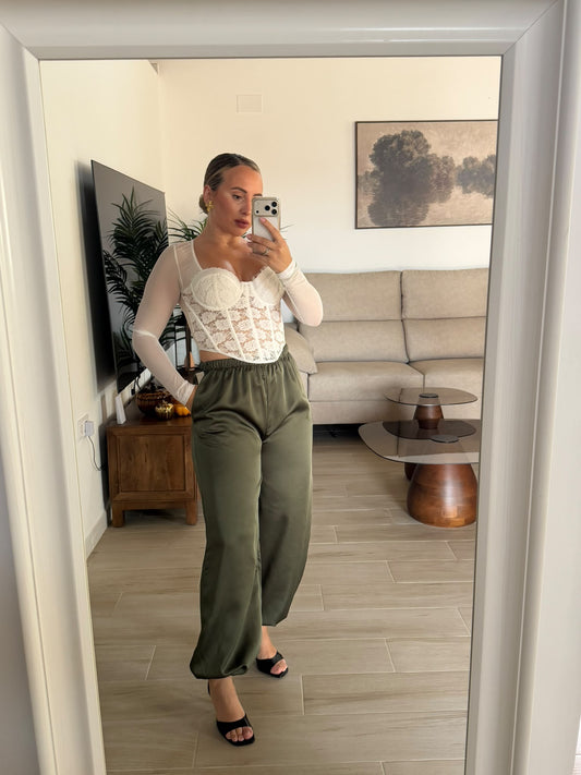 PANTALON SATEN VERDE