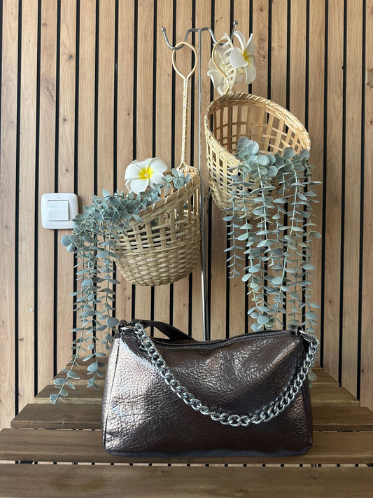BOLSO PIEL BRONCE CADENA