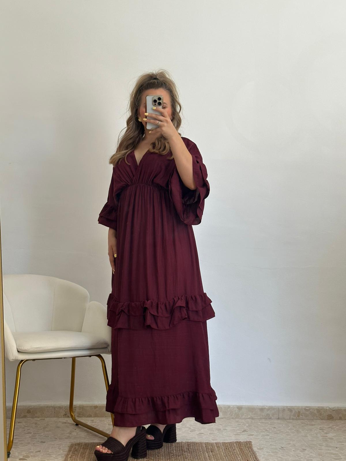 VESTIDO FATIMA BURDEOS