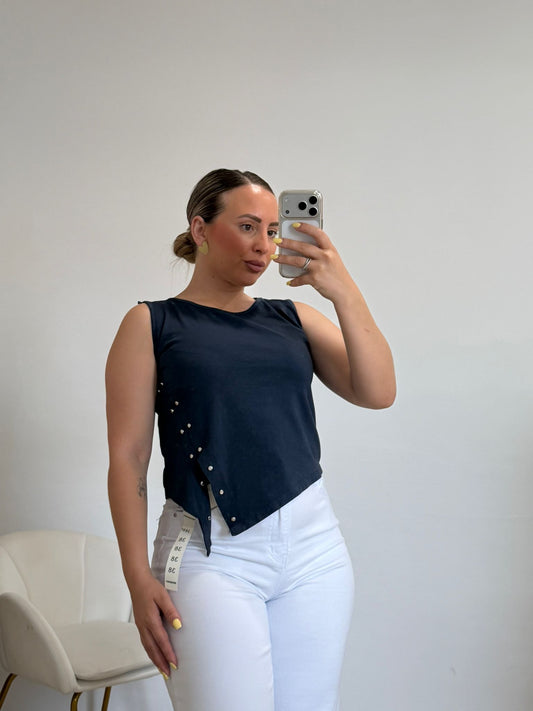 TOP ASIMETRICO AZUL
