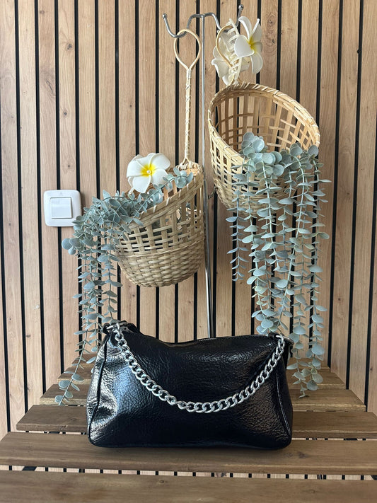BOLSO PIEL NEGRO CADENA