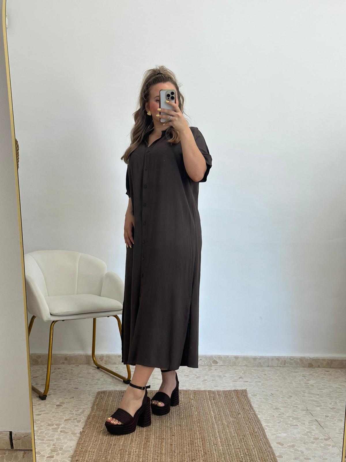 VESTIDO CAMISERO MARRON CHOCOLATE