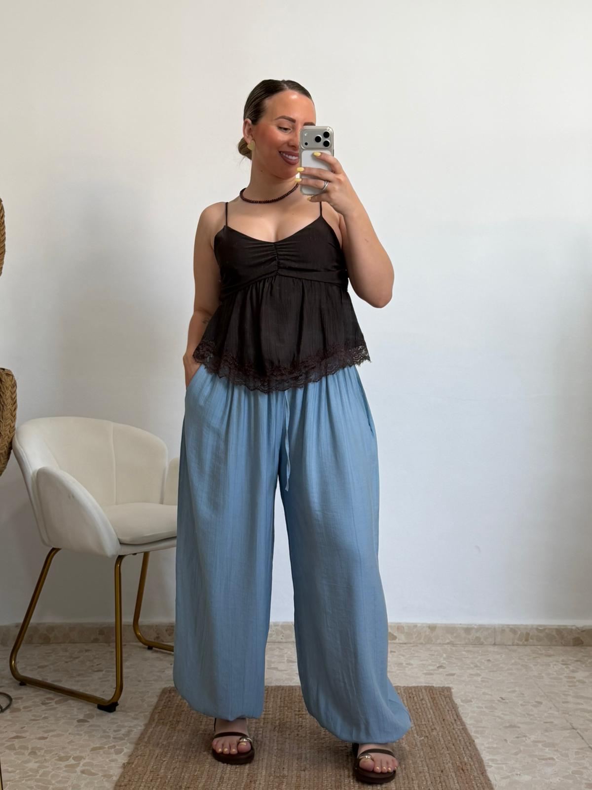 PANTALON AMERI GLOBO AZUL