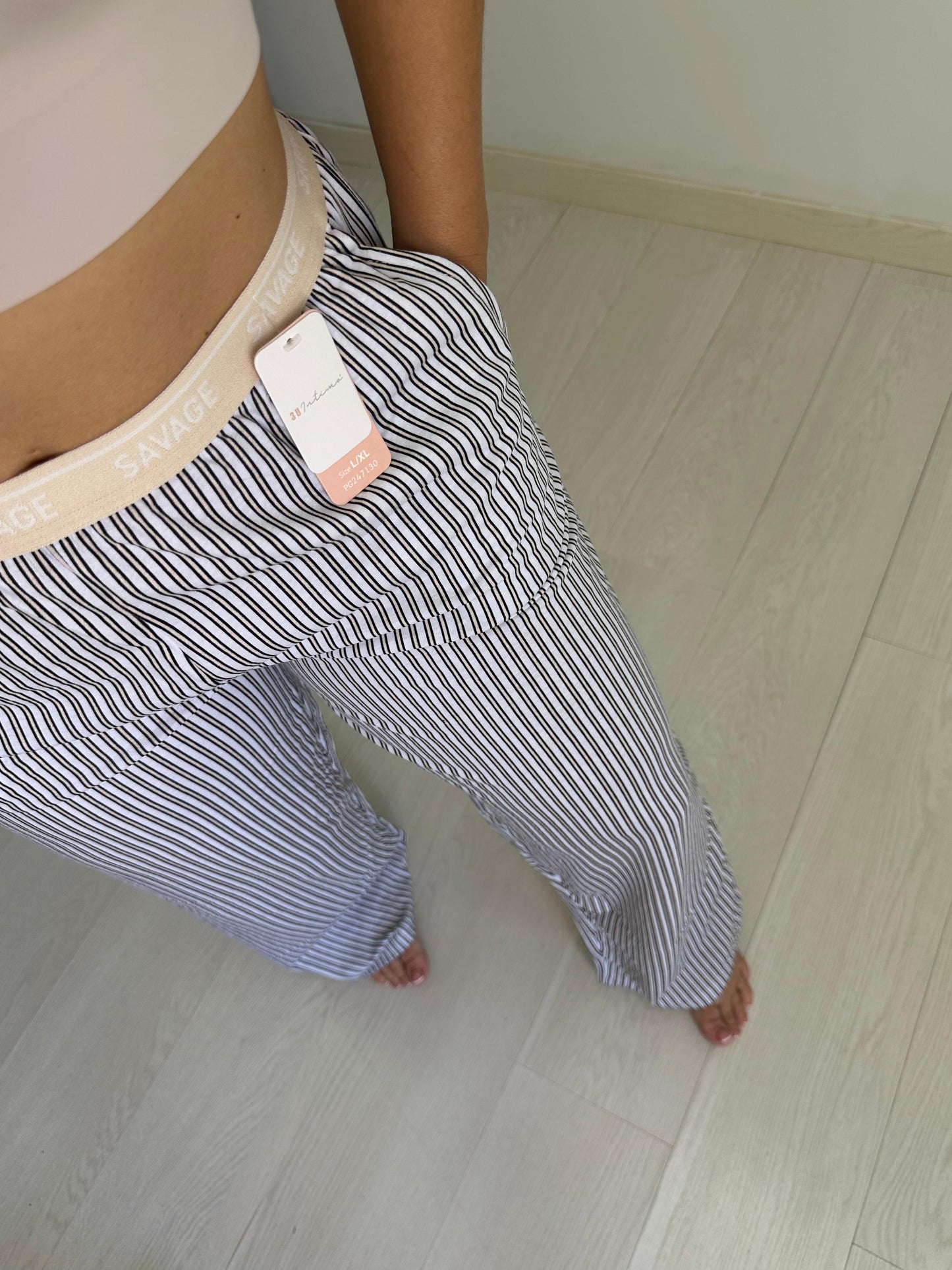 PANTALON PIJAMA RAYAS BEIGE