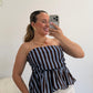 TOP RAYAS CELESTE Y MARRON