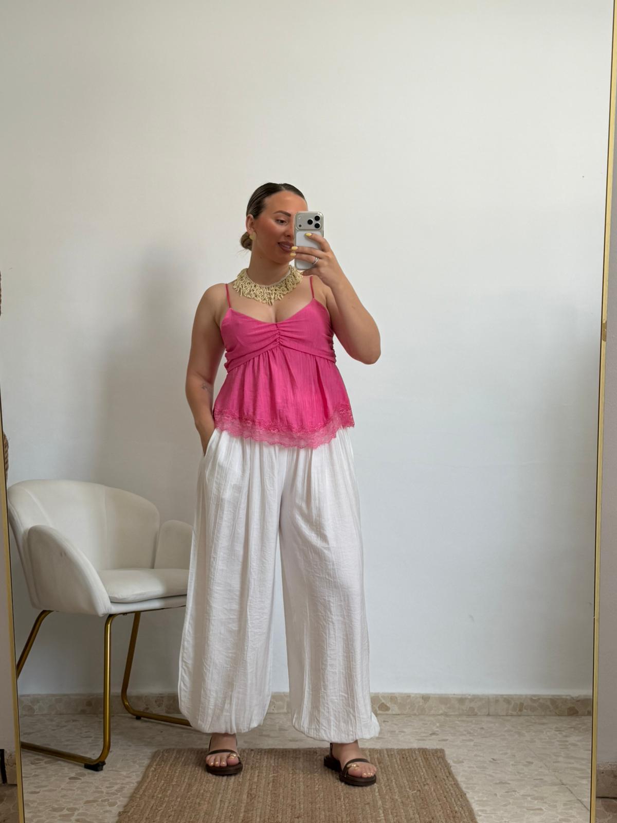 PANTALON AMERI GLOBO BLANCO