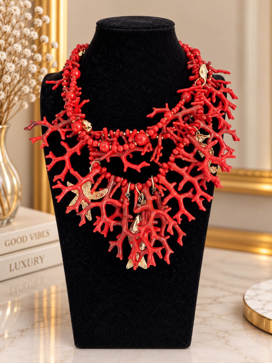 COLLAR CORAL GRANDE ROJO