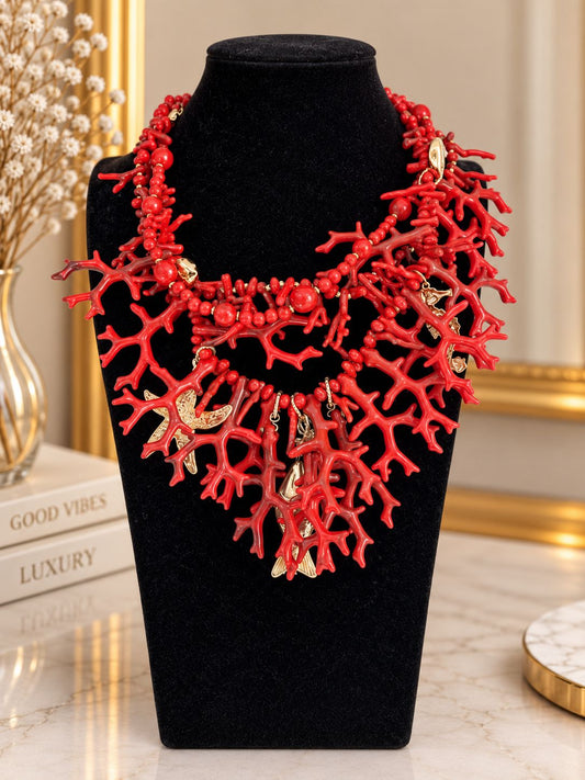 COLLAR CORAL GRANDE ROJO
