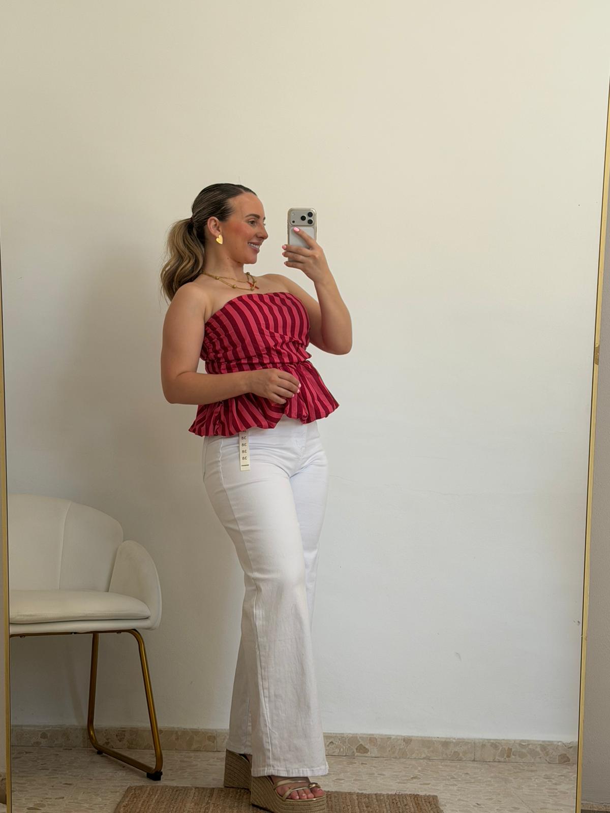 TOP RAYAS BURDEOS Y CORAL