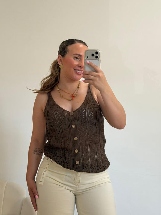 JERSEY CROCHET MARRON
