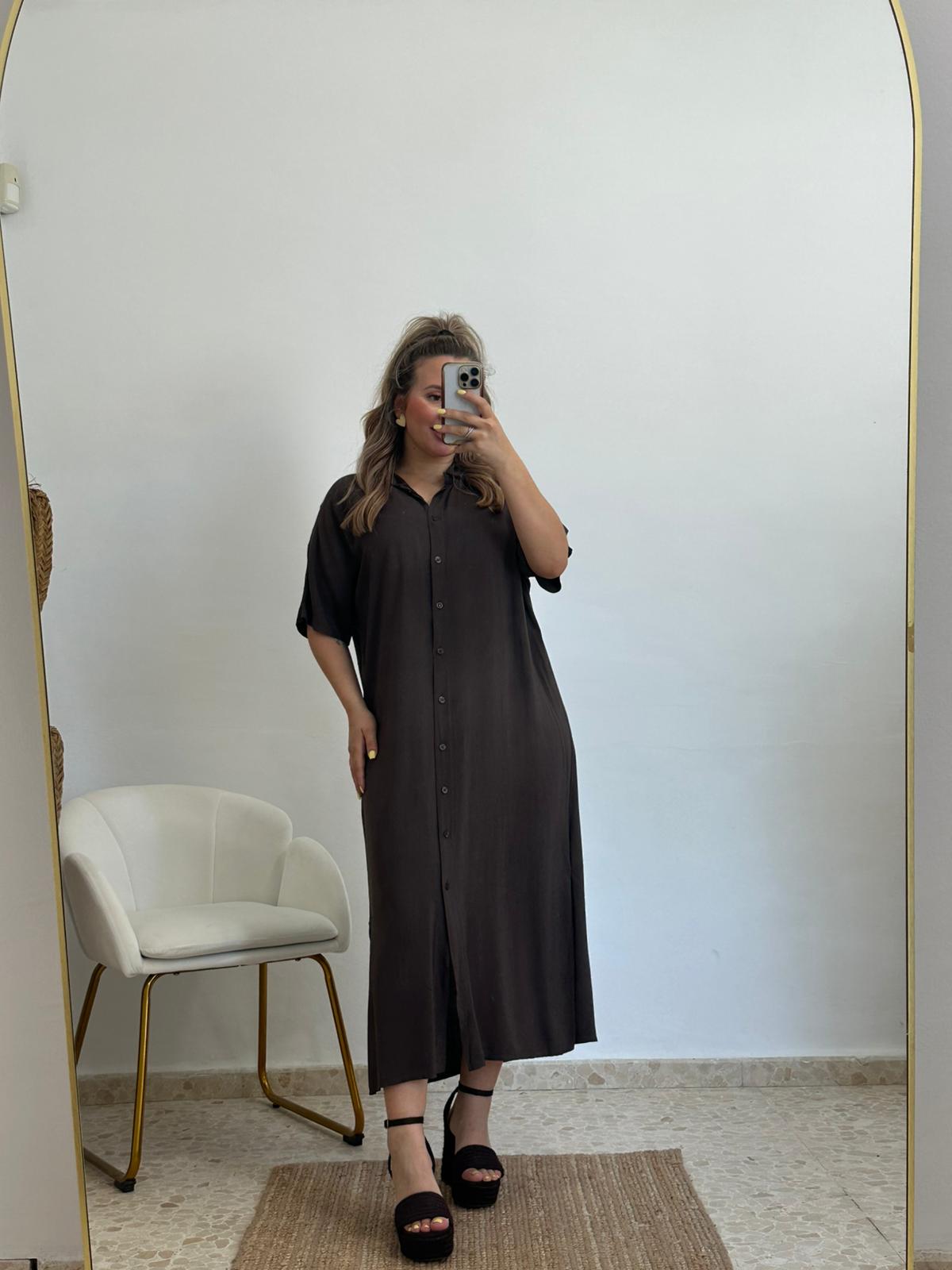 VESTIDO CAMISERO MARRON CHOCOLATE