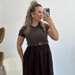 VESTIDO CINTURON MARRON