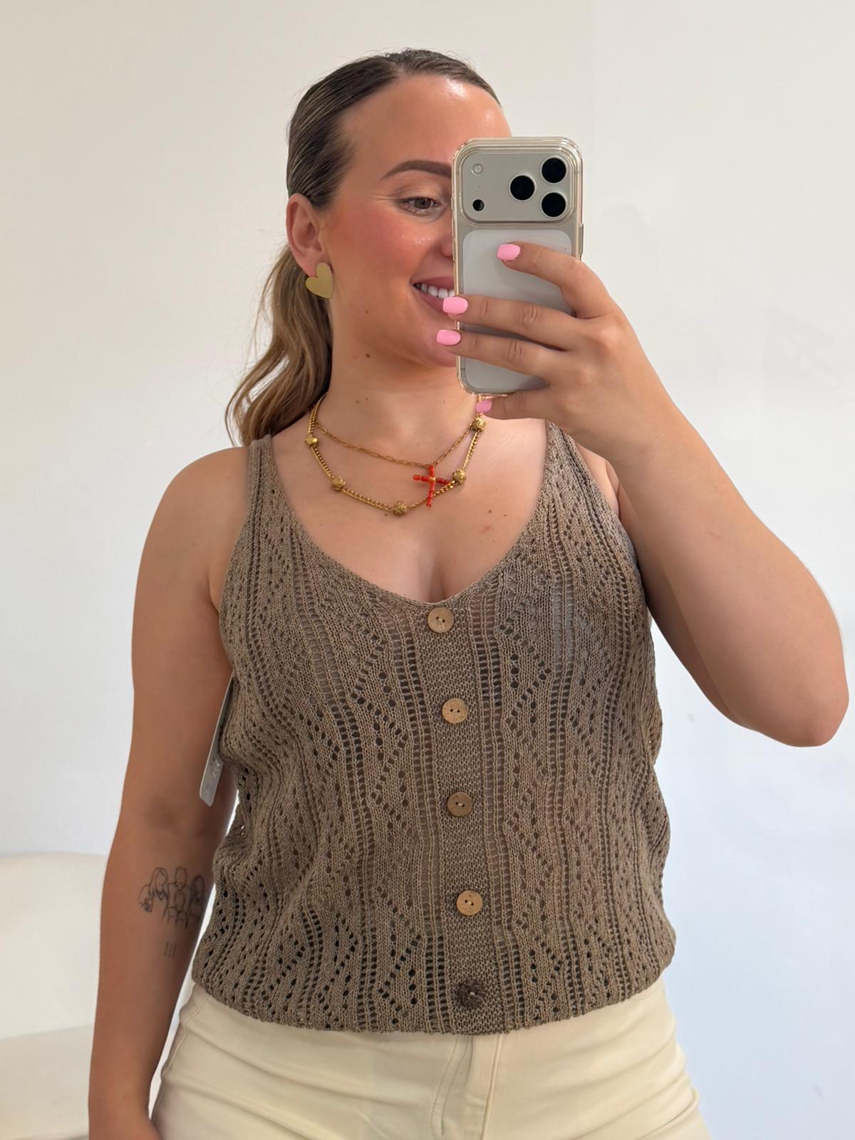 JERSEY CROCHET TAUPE