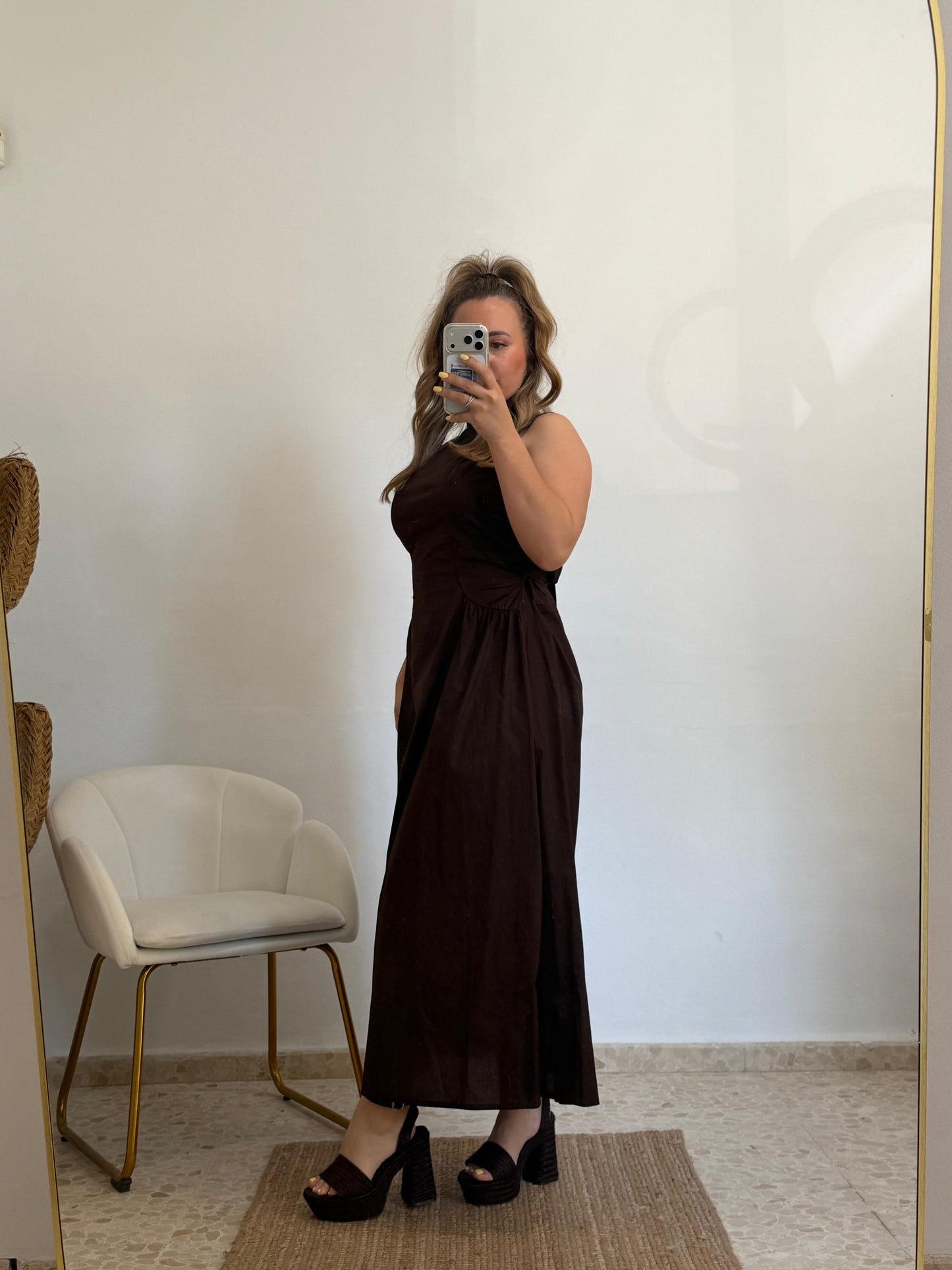VESTIDO CAROLINA MARRON CHOCOLATE