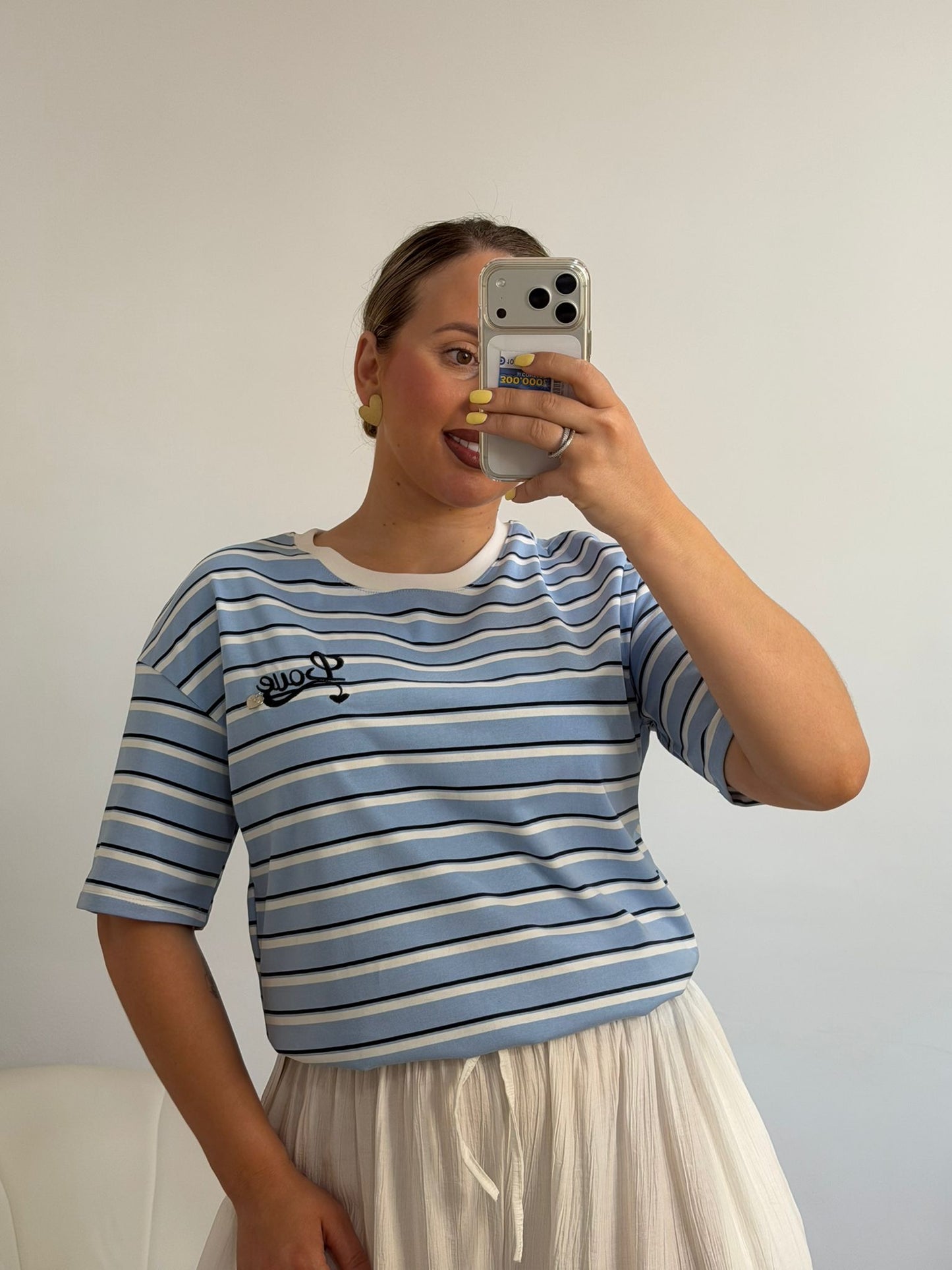 CAMISETA LOVE CELESTE