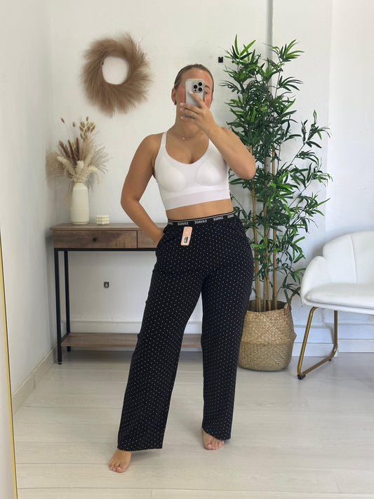 PANTALON PIJAMA LUNARES NEGRO