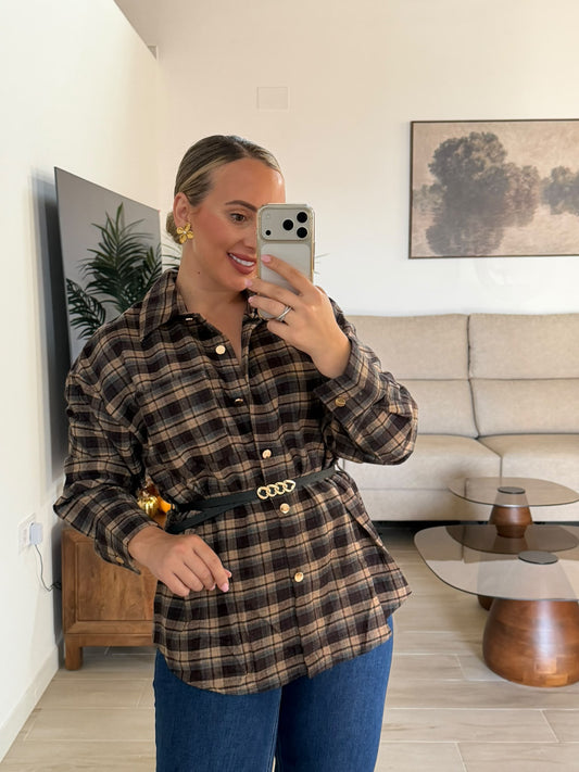 CAMISA CINTURON MARRON
