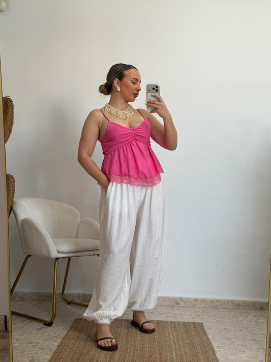 PANTALON AMERI GLOBO BLANCO