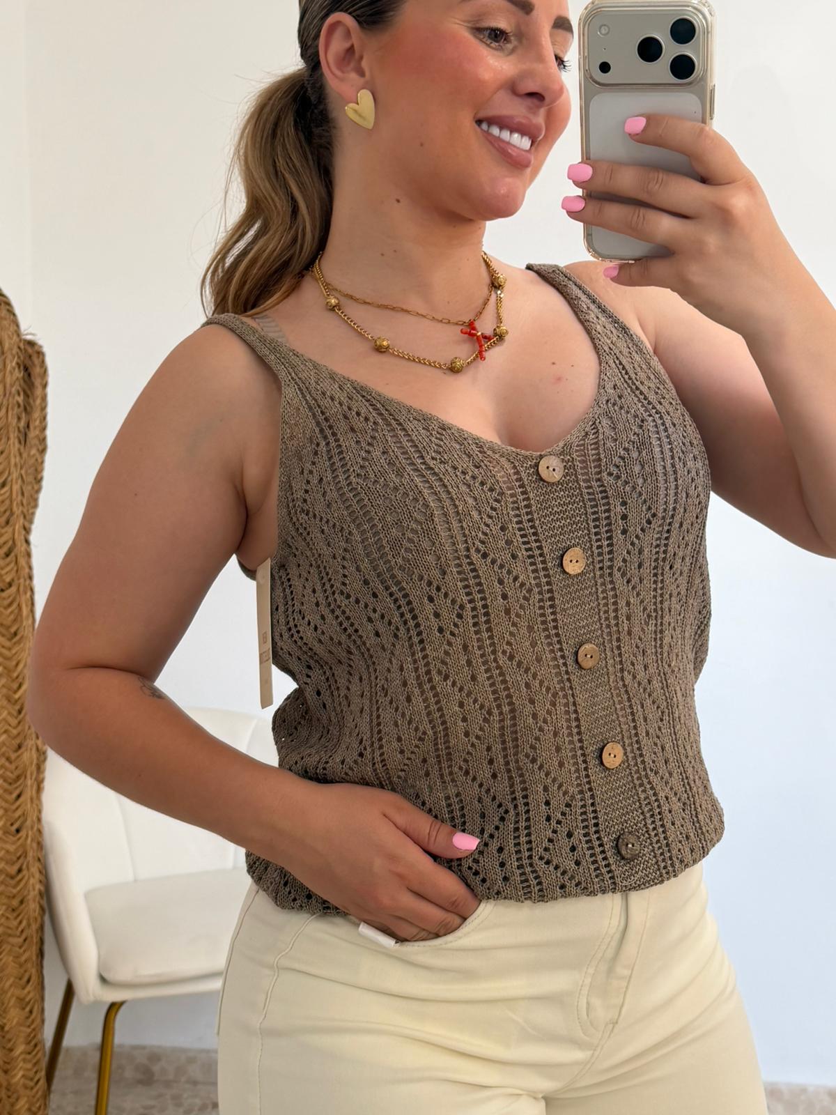 JERSEY CROCHET TAUPE