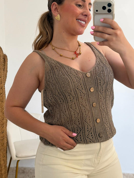 JERSEY CROCHET TAUPE